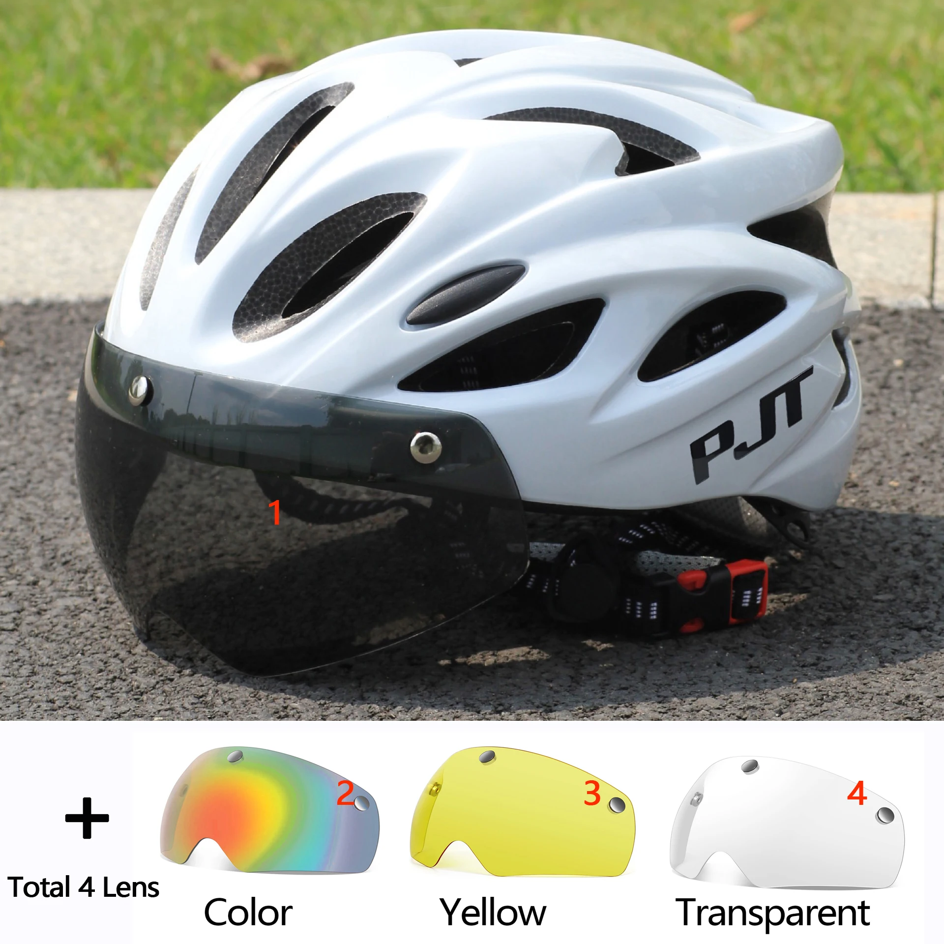 PJT Lightweight Breathable Bicycle Helmet With Magnetic Attraction Goggles Lens Bike Helmet Free Switching Adult Cycling Helmet image 3