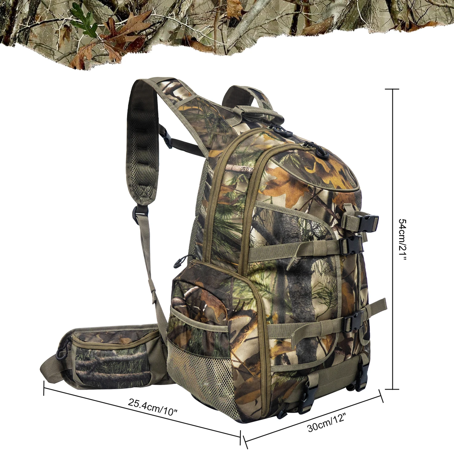 35L Hunting Backpack Camo Hunting Pack with Gun Bow Pocket Long-Lasting Large Capacity Hunting Day Pack