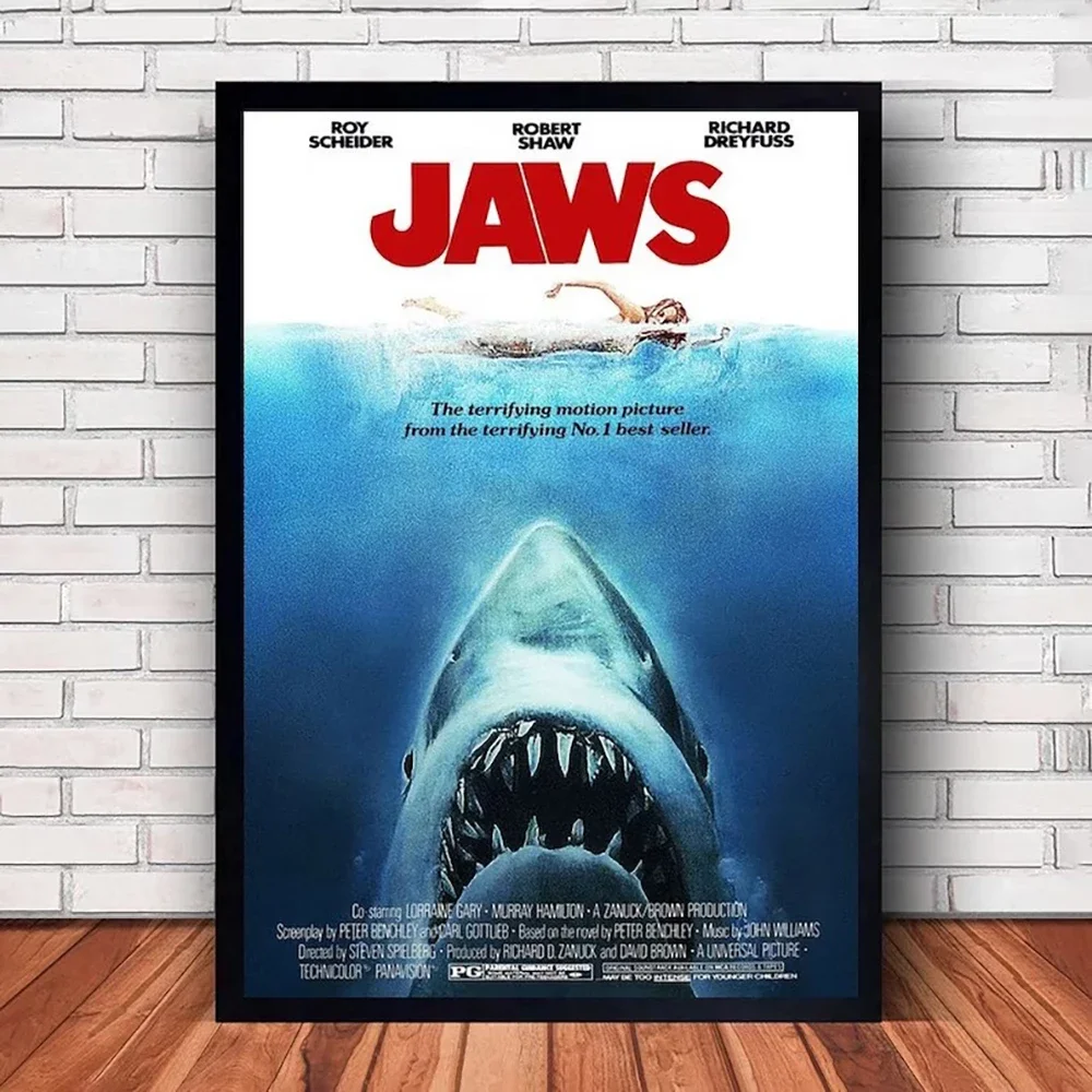 Jaws-Póster impreso en lienzo HD, película clásica, arte de pared, sala de estar, hogar, sala de estar, suministros decorativos