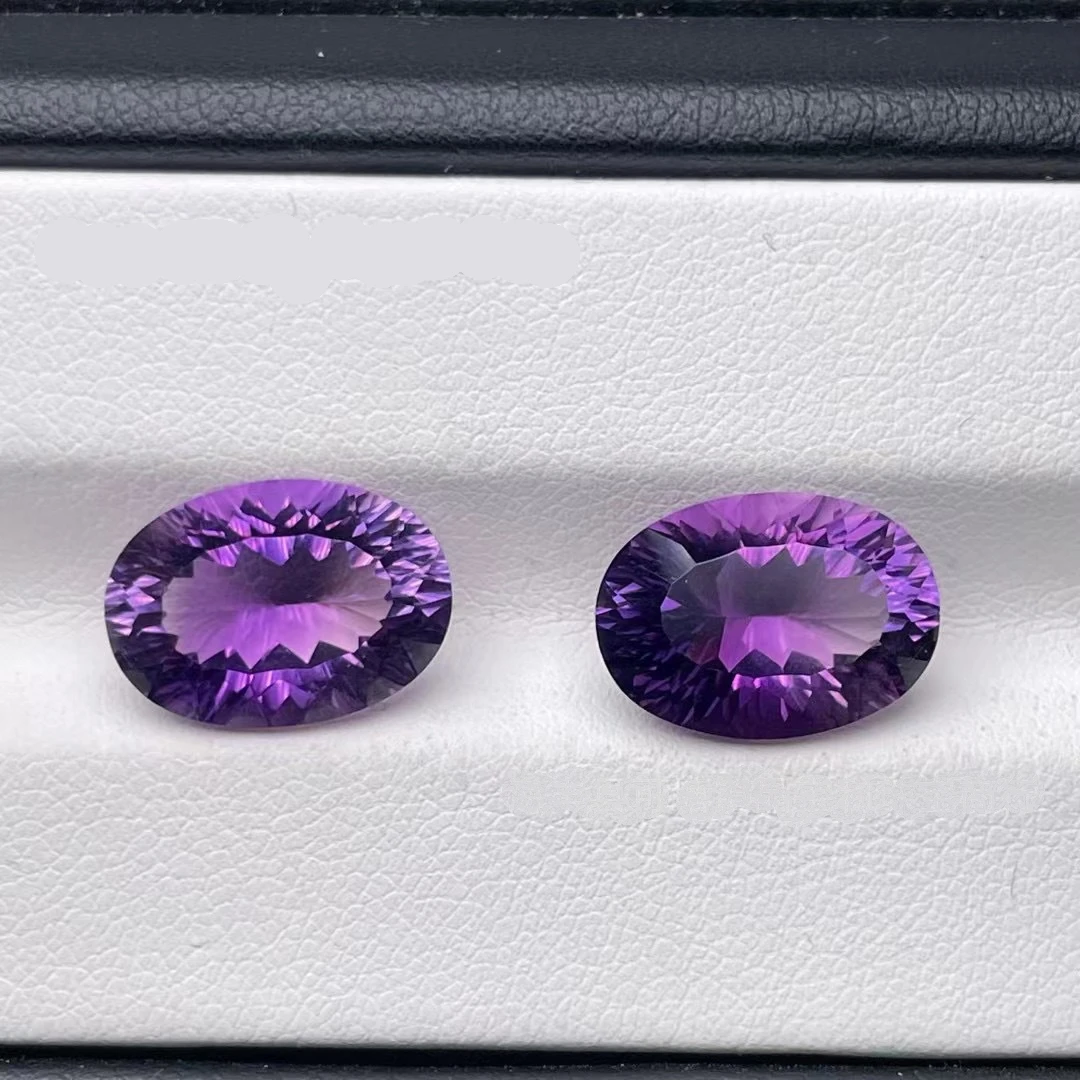 Wholesale 2pcs Genuine Amethyst Bead 10x14mm Oval Millennium Cutting Semi-Precious Gemstone Cabochon Ring Face