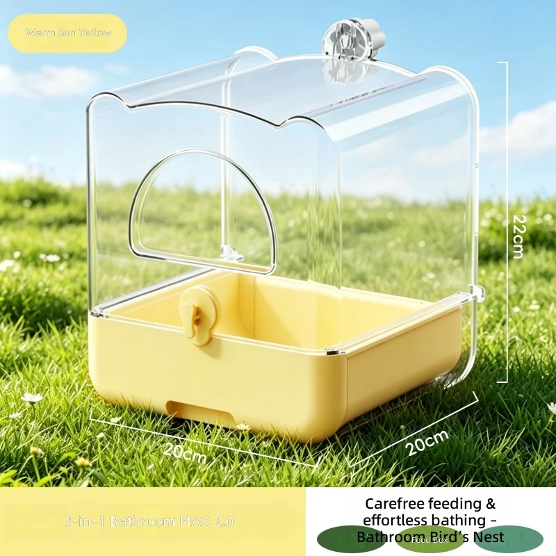 Factory direct sales 2-in-1 bird bath box and feeder, hanging bird cage accessories, parrot feeding container