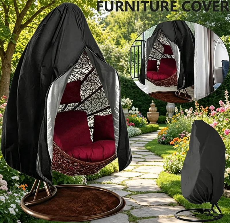 

Oxford Cloth Outdoor Garden Eggshell Swing Cover Courtyard Hanging Basket Hanging Chair Cover Sunscreen Furniture Dust Cover