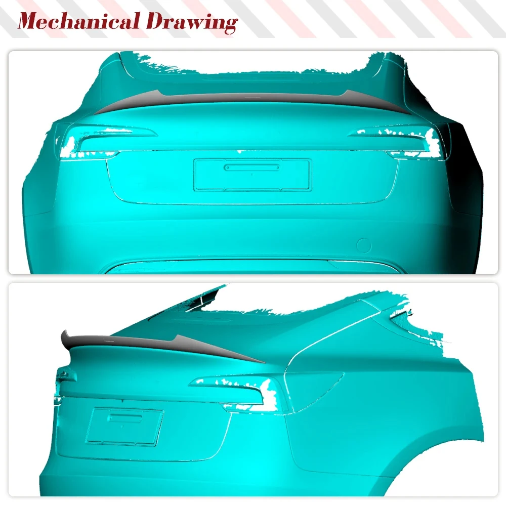 Carbon Fiber Wing Car Rear Trunk Boot Lip Prepreg Dry Carbon Wing Spoiler for Model 3 2023 Rear Trunk Spoiler,After Test