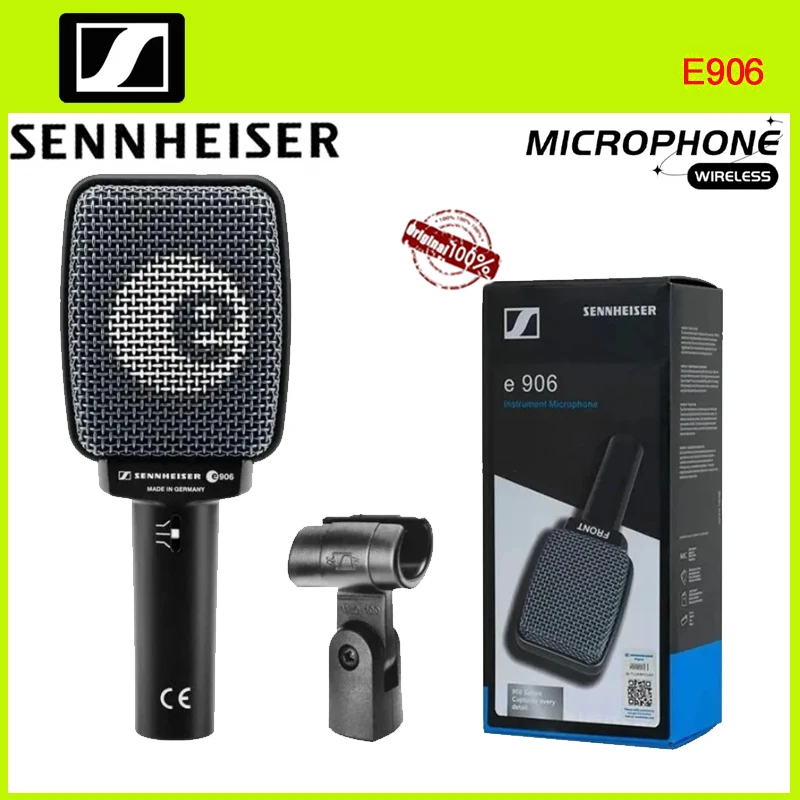 

Микрофон Sennheiser E906 суперкардиоидный высококачественный для инструментов, с креплением-зажимом для барабанов и гитар, хит продаж