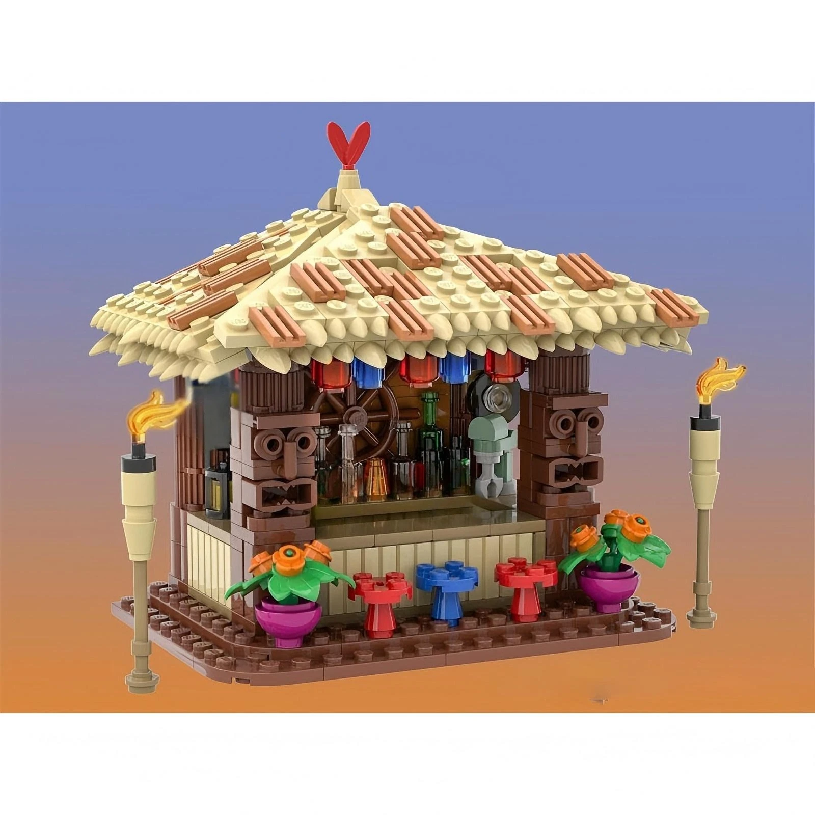 

MOC-184460 Тики Коттедж Пляжный бар Мозаика Строительный блок Развивающие подарочные кирпичи Детская игрушечная модель