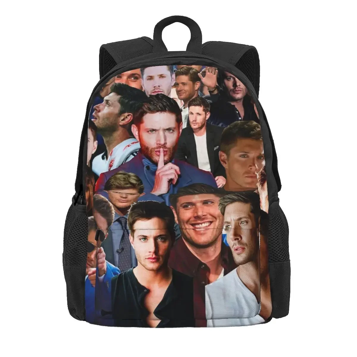 Jensen Ackles Photo Collage Backpack Daypack Large Capacity Kids BookBag School Bag Shoulder Bags for Men Women