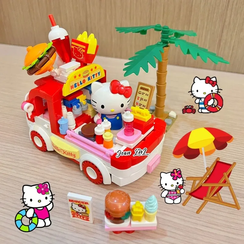 

Genuine Keeppley Building Block Sanrio Kuromi Hamburg Car Model My Melody Cartoon Series Assembly Decoration Toys Birthday Gifts