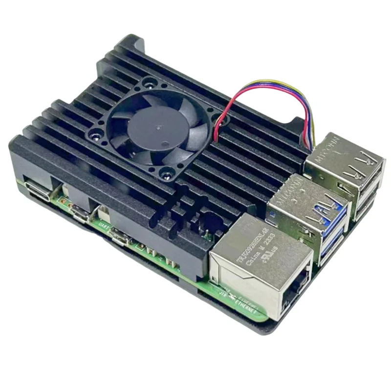A60F-Für Raspberry Pi 5, Aluminiumlegierung, Rüstungsschale mit temperaturgesteuertem PWM-Lüfter für Raspberry Pi 5