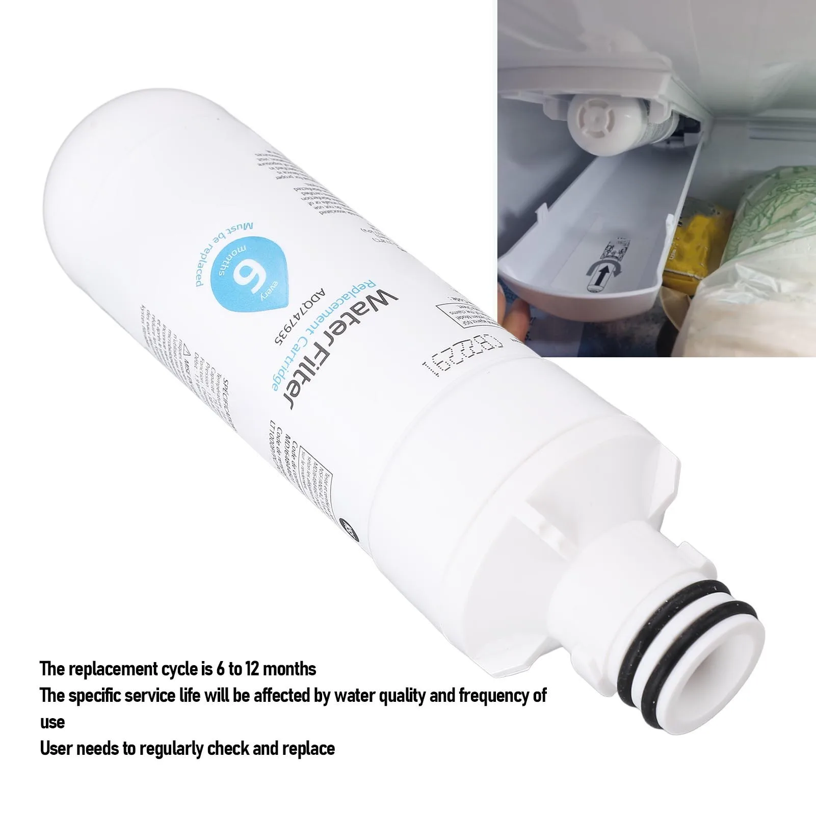 

Фильтр для воды в холодильнике, срок службы от 6 до 12 месяцев, сменный фильтр для воды с активированным углем для холодильника ADQ747935