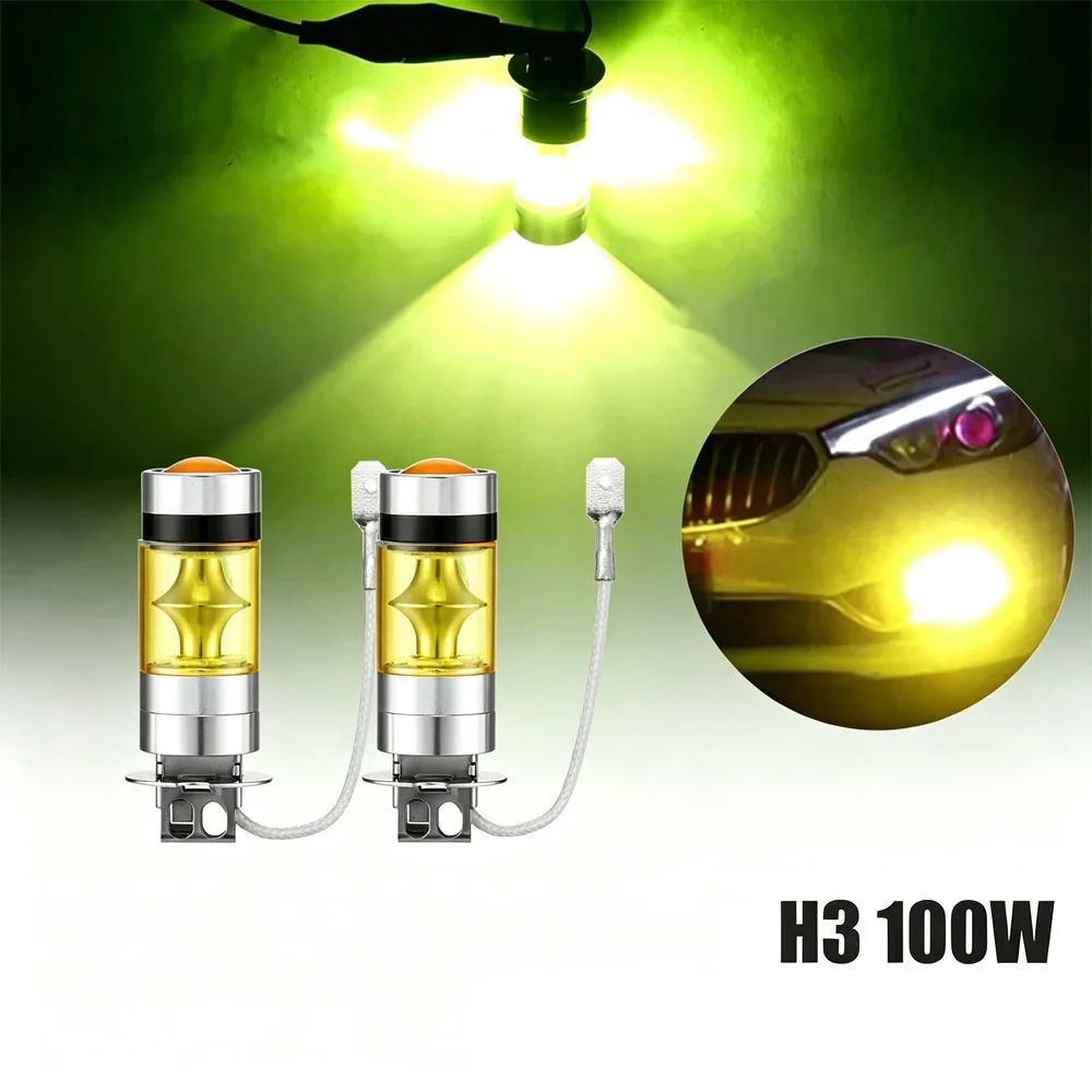 1/2 Pcs H3 Led Fog Light Bulbs Yellow 4300k 5000lm High Power Super Bright DRL Led Bulb For Fog Light Lamp Replacement Lamp