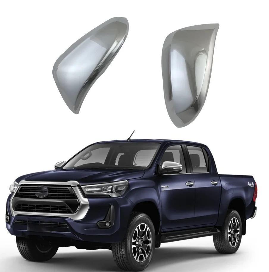 

Rear View Mirror Cover Trim For 2015-2022 Toyota Hilux Revo ABS Chrome Decorative Trim