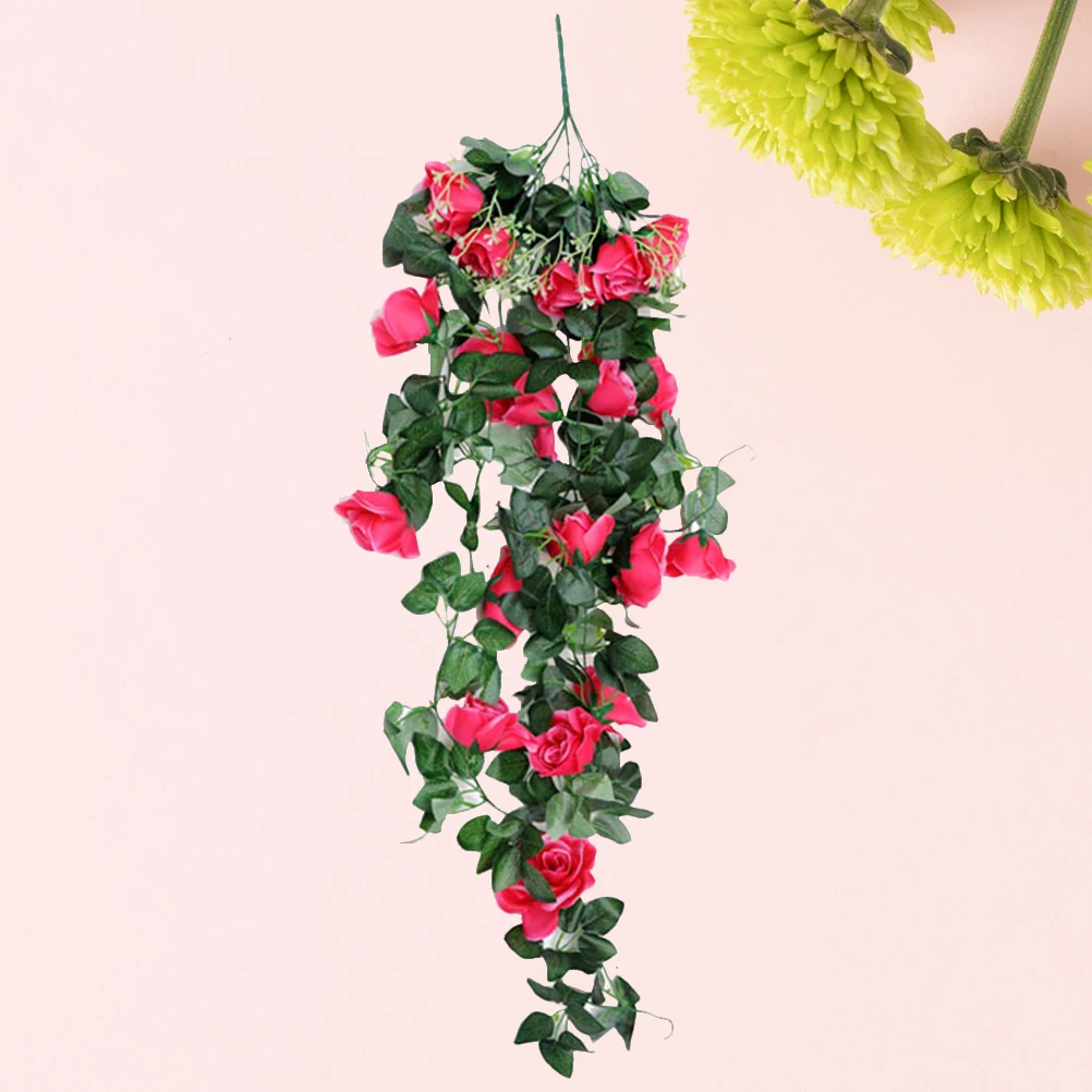 

Artificial Hanging Flower Vine Fake Rose For Outdoor Home Decoration Abundant Greenery Privacy Garden Balcony Red