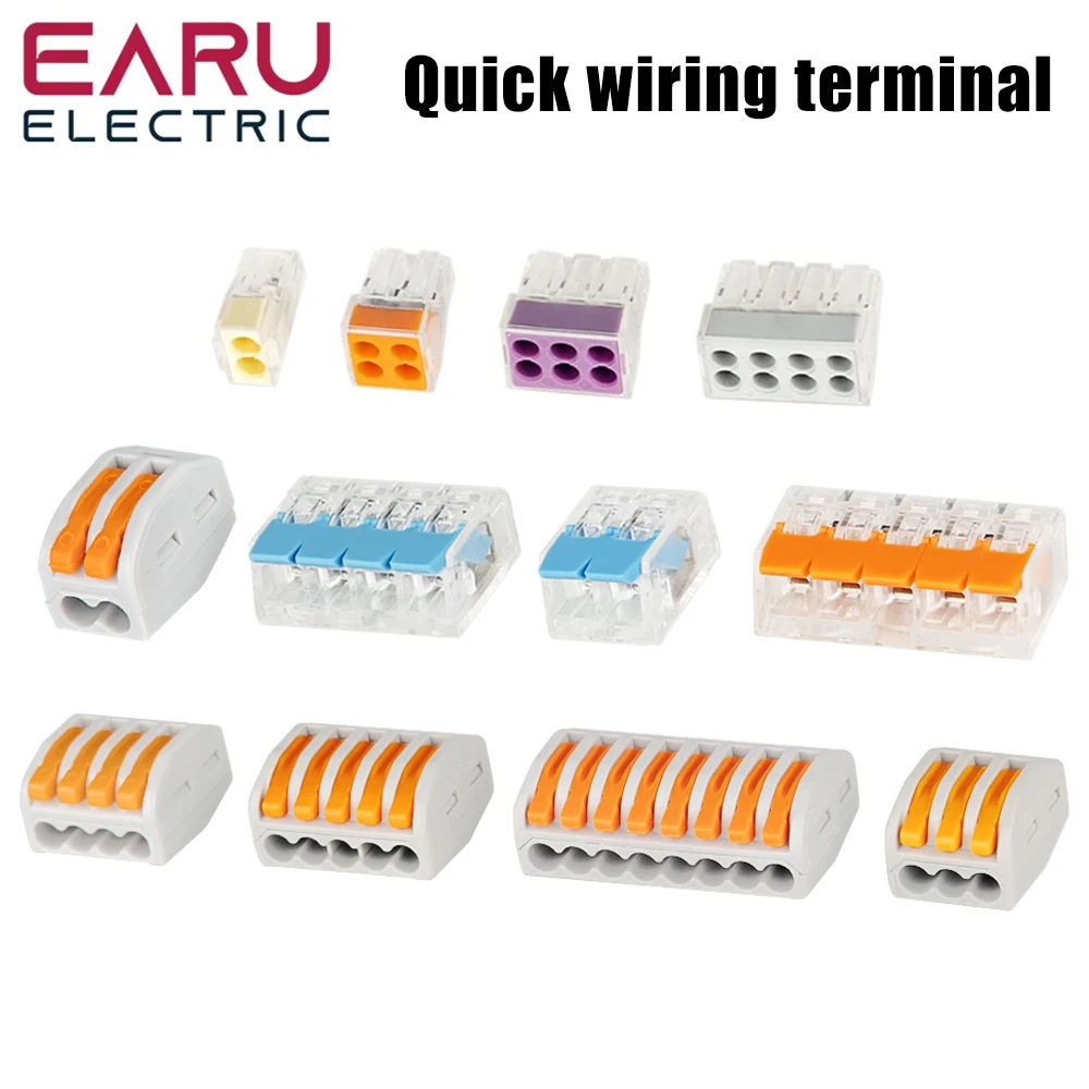 

30-100 шт. быстрый клеммный разъем, жесткий и мягкий провод, параллельный разъем, универсальный пресс, длина зачистки проводов 10 мм