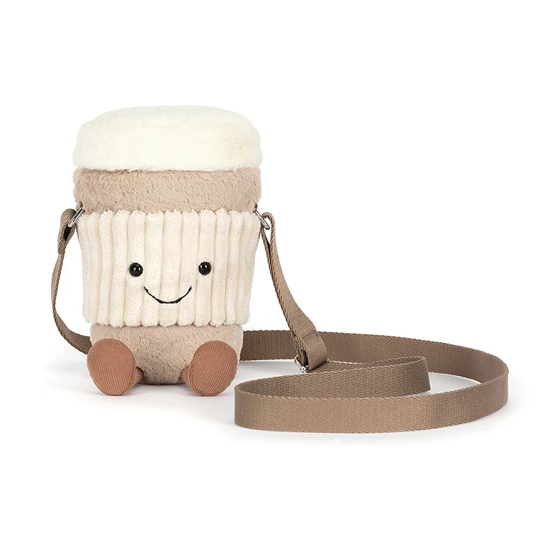 กระเป๋าสะพายข้างลายแก้วกาแฟสุดน่ารัก - กระเป๋าสะพายข้างตุ๊กตาขนนุ่มน้ำหนักเบาและเก็บความร้อนได้ดี ของขวัญเซอร์ไพรส์ กระเป๋าสะพายไหล่สำหรับกิจกรรมกลางแจ้ง