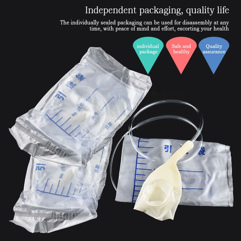 5 Pcs Medical Latex Sleeve Type Male Drainage Catheter Bag PVC Disposable 1000ml Collection Adult Pee Holder Hospital Urine Bag