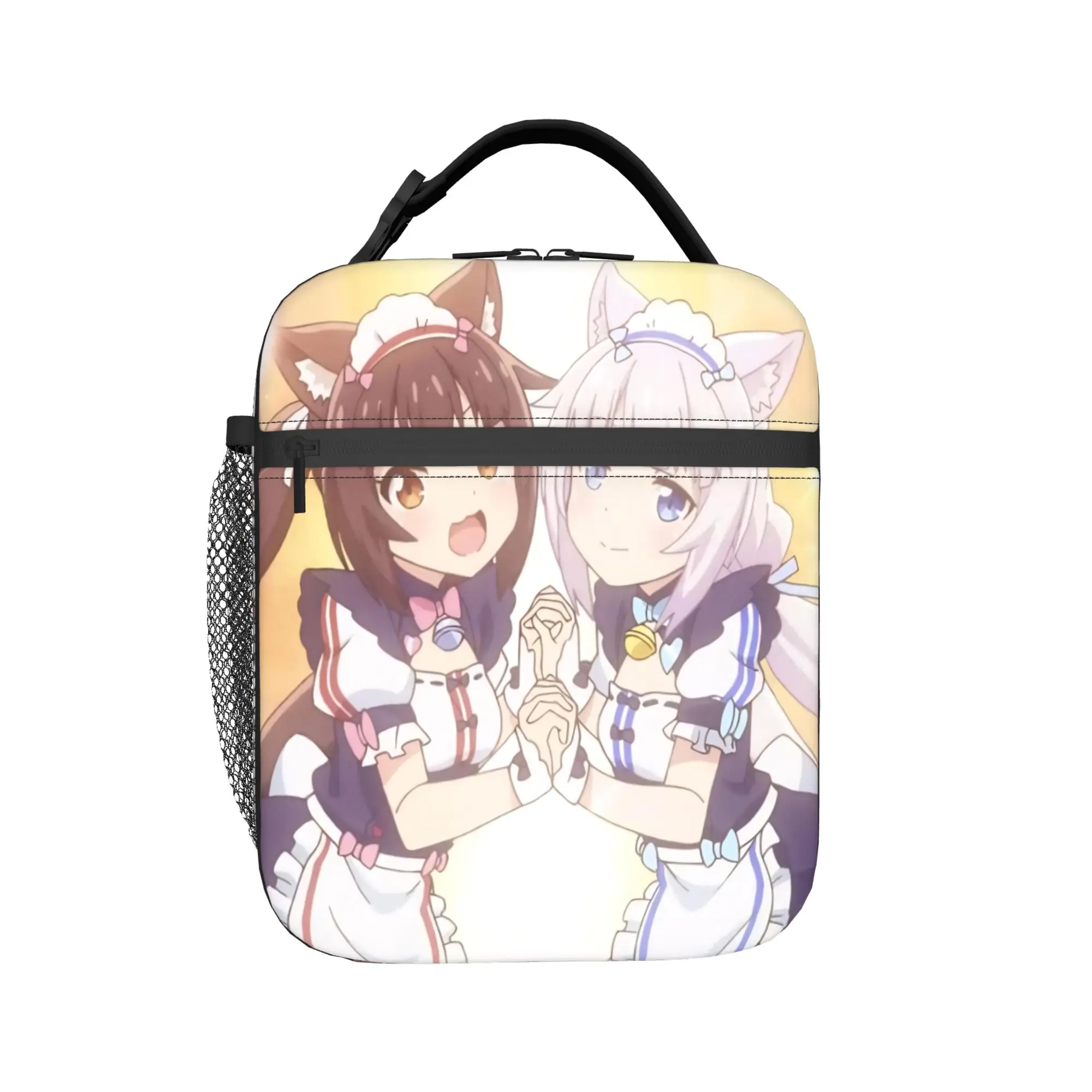 Twin Cat Girls Insulated Lunch Bag for Men Women  Food Container Bags Portable Cooler Thermal Lunch Box For Work