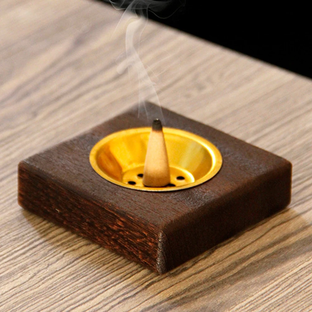 

Wooden Censer Incense Burner Holder for Cone Stick Aromatherapy Yoga Spa Meditation Decorative Indoor Desktop Adornment Metal