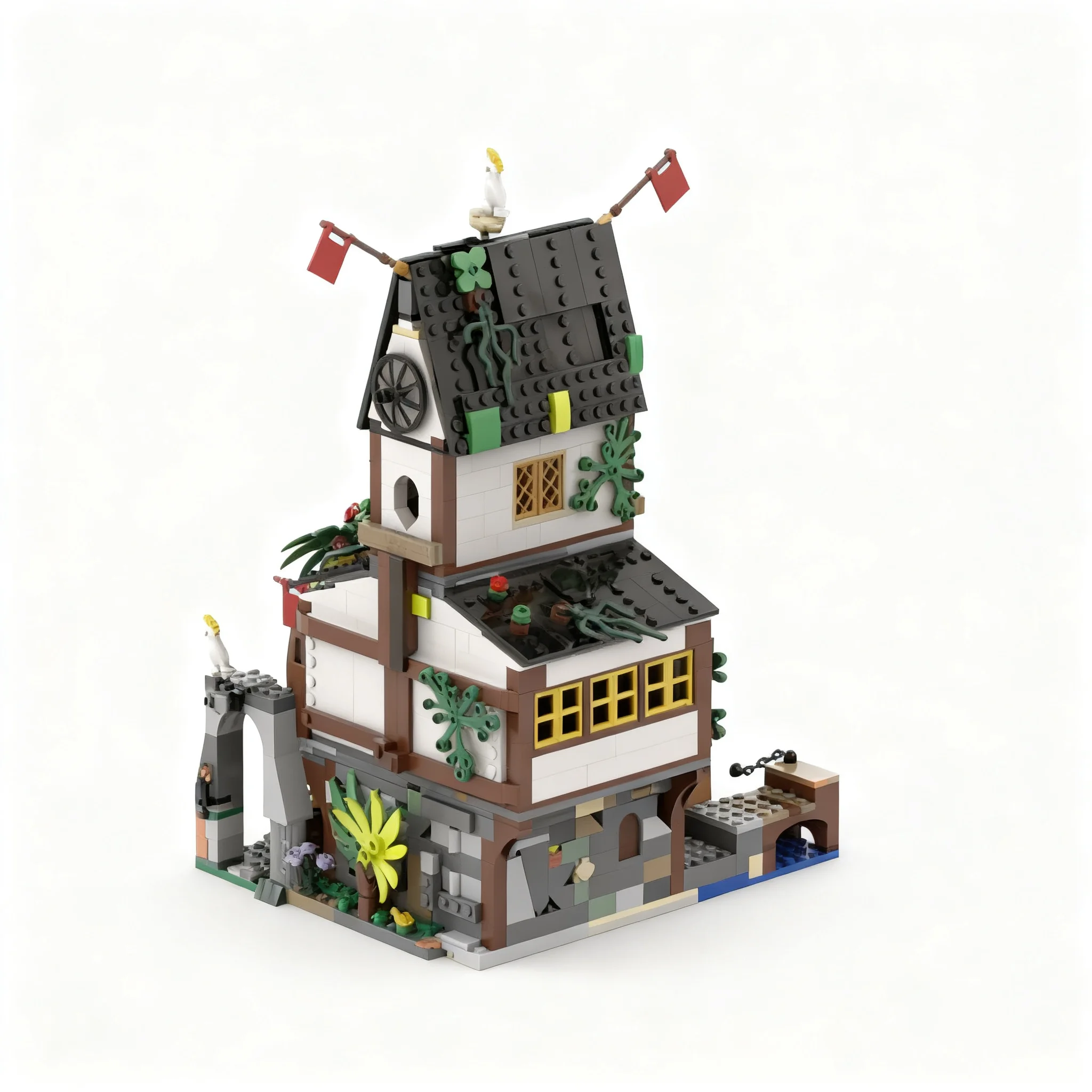 968pcs MOC Pirate Port Bar Pirates Model Building Blocks Christmas Gifts Architecture Craft Display Idea DIY Creative Education