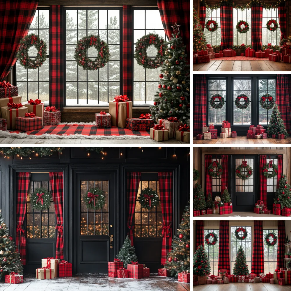

Photography Backdrop Fireplace Windows Room Decoration Family Xmas Holiday Portrait Photo Backgrounds For Photographs