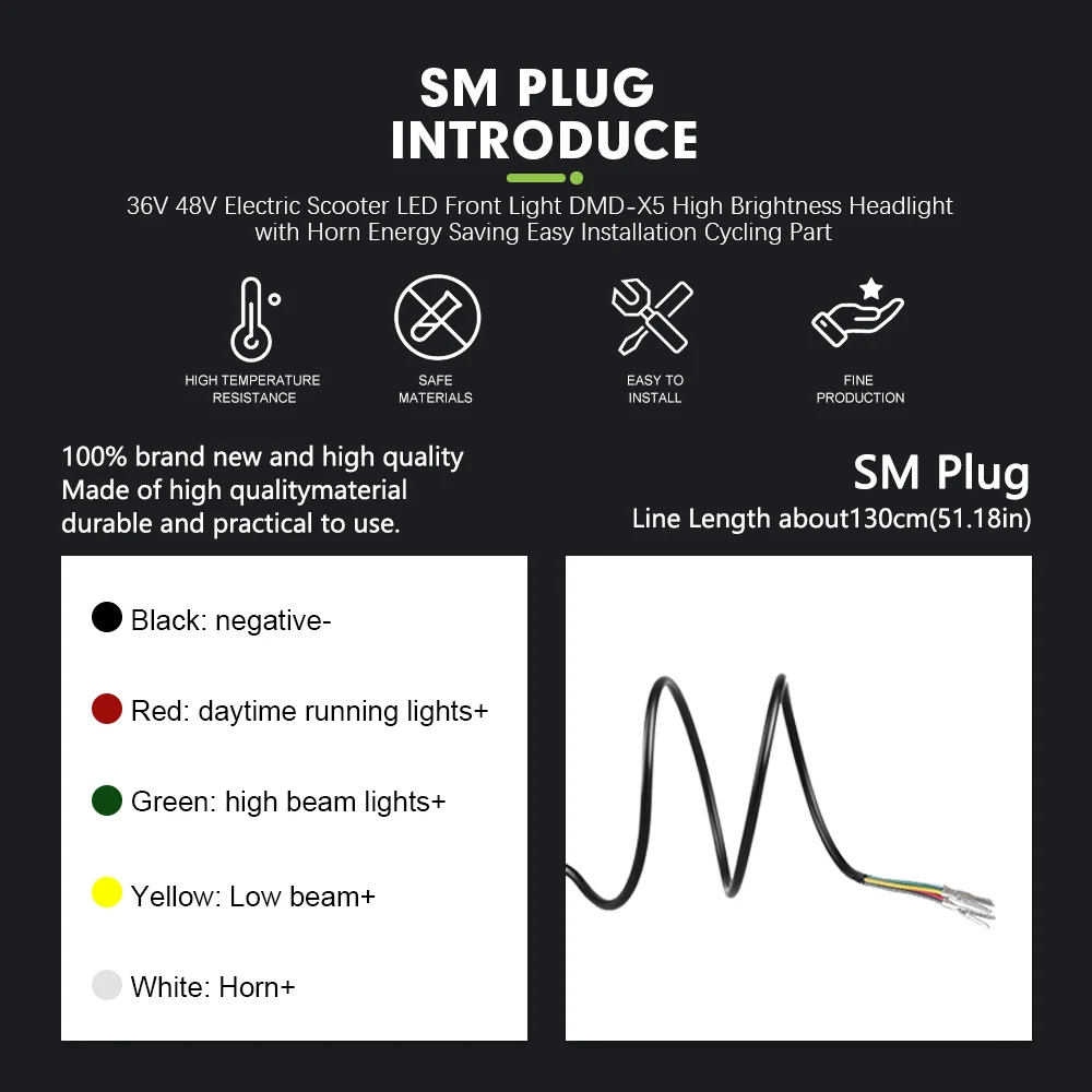 

Электрический велосипед 36 В 48 В SNOW фары DMD-X5 мощность 12 Вт для электрического велосипедного скутера высокопроизводительные аксессуары для ночного велоспорта