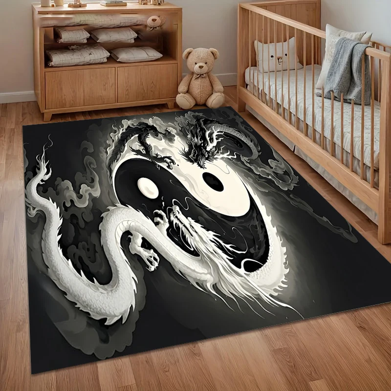 Black and White Carpets Tai Chi Yin-Yang Entry Door Mat Area Rug Living Room Floor Mat Kitchen Decor Outdoor Kid Play Mat Gift