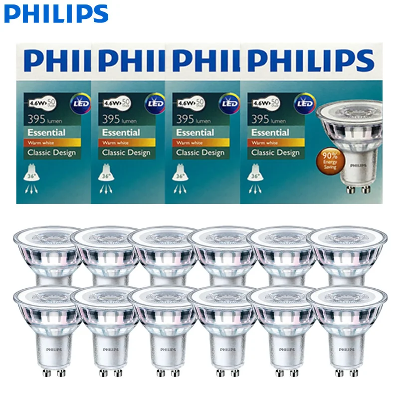 Philips Essential 36° Classic White LED Ceiling Recessed Lamp - GU10 PAR16 Spot Light 4.6W (=50W Halogen) 220-240V
