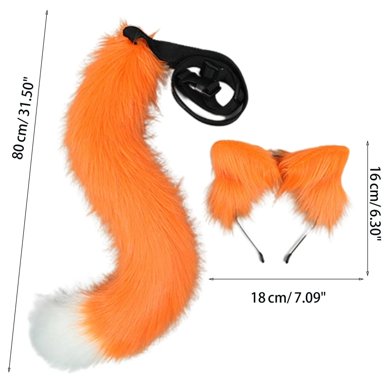 

Furry Animal Ear Headband And Tail Set Plush Tail Tail Prop Costume Ears Headband Cosplay Girl Plush Furry Ears F3MD