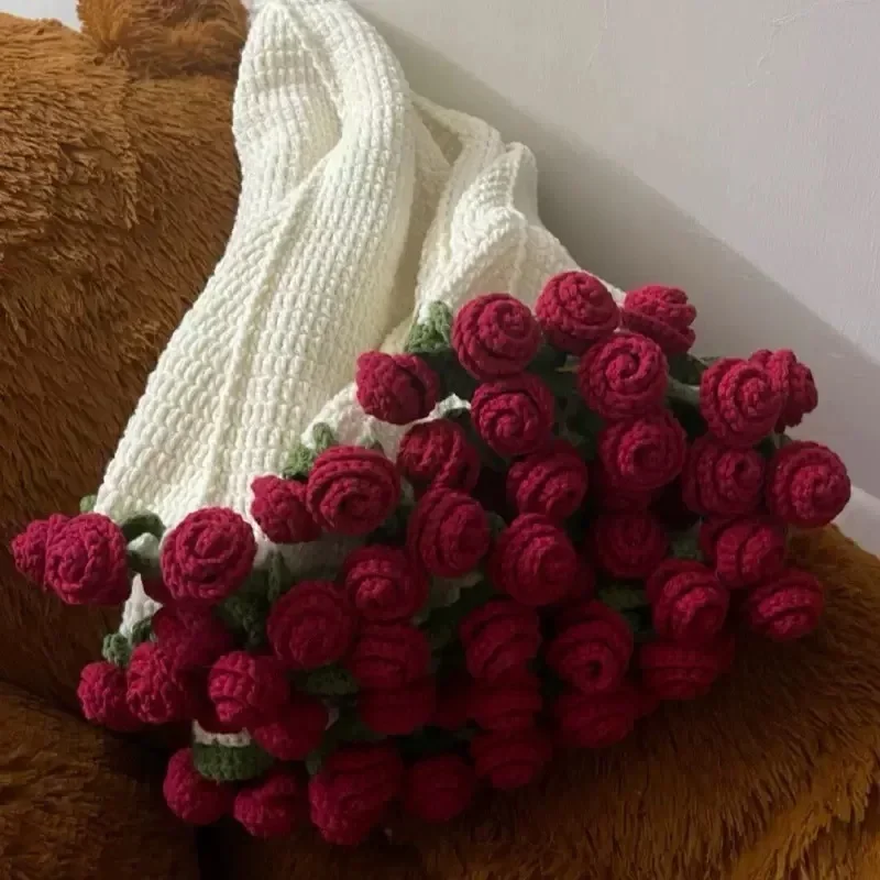 

（Rose Bouquet Blanket Rose Bouquet Handmade Blanket Material Cubic Flower Blanket Finished Handmade Diy Material