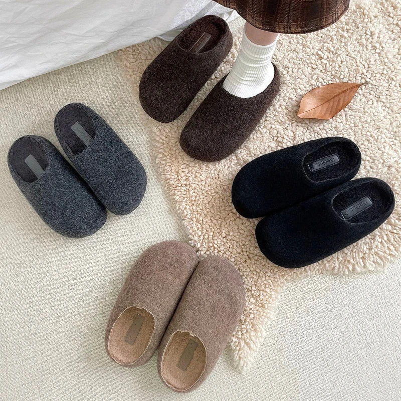 

2025 НОВЫЕ повседневные полутапочки на толстой подошве, зима-весна на шерстяной подкладке, удобные и удобные в ношении женские тапочки для ленивых