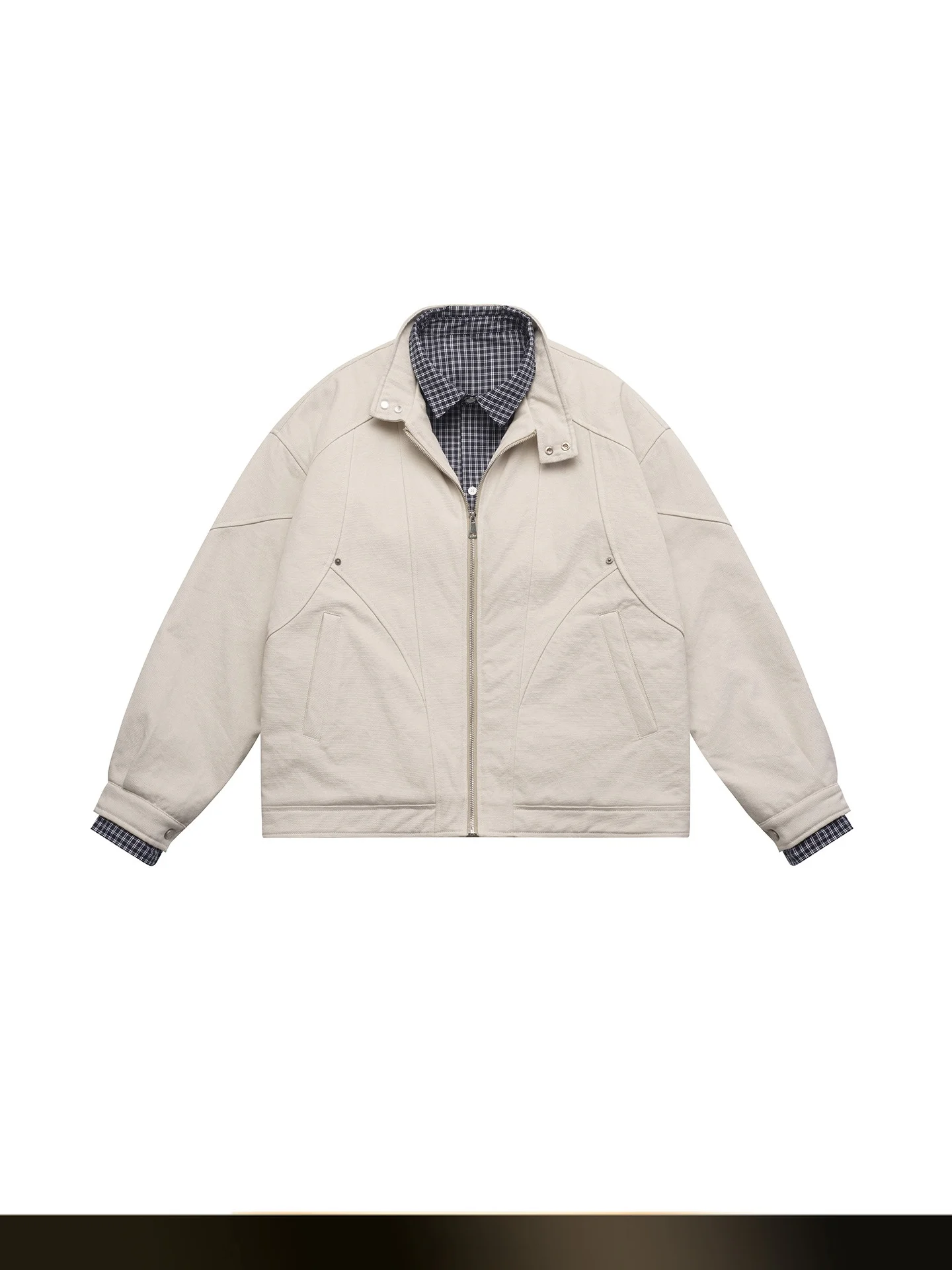 

Американская ретро-куртка с контрастными вставками в клетку, имитация двухслойности, хлопковая, мужская, зимняя, свободного кроя, теплая, для пар, верхняя одежда