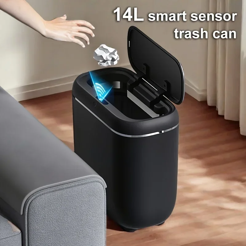 

3.7 Gallon Smart Induction Trash Can, Motion Sensor Induction Trash Bin, 14L Battery Type Trash Can, Infrared Induction