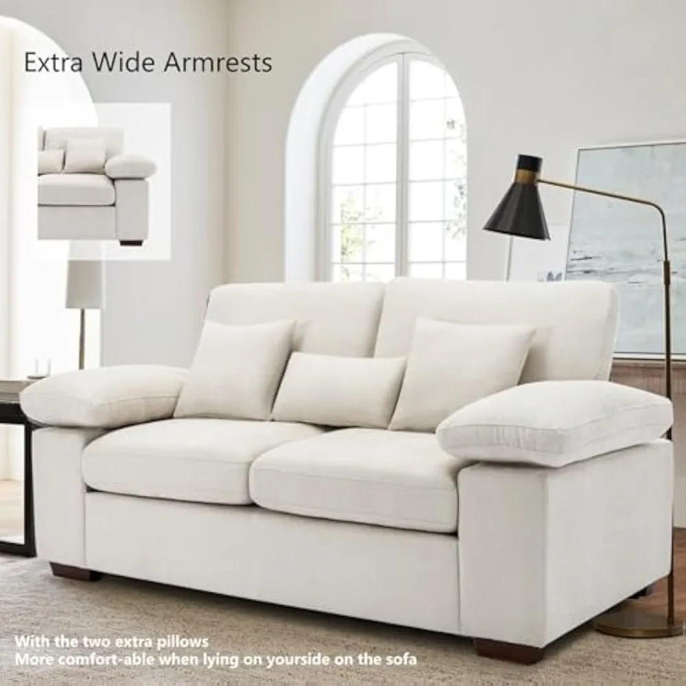 Sofa Kursi Empuk, Sofa Kursi Cinta 73 "Sofa Ruang Tamu dengan 3 Bantal, Bantal Kursi Chenille Nyaman Modern Berlapis Sofa Kamar Tidur