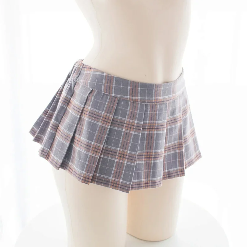 Anime Super MINI Plaid Skirt Sexy Cute Navy Blue Skirt Cosplay Costume Sweet School Girl Pleated Skirt Sexy Role Play Outfits