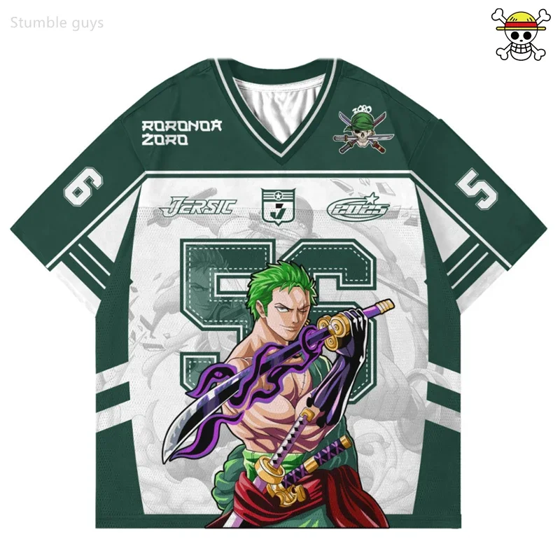 Sommer Herren One Piece Luffy T-Shirt Anime-Print Anime-Fit Kurzarm Atmungsaktives Weiches Sport-Trikot Oberteil Kinder Jungen Kleidung