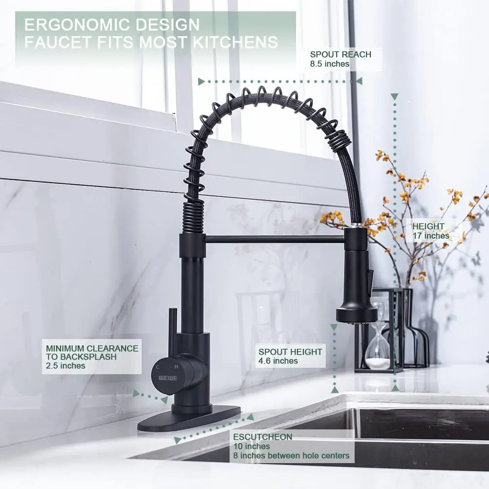 

Kitchen Faucets with Pull Down Sprayer Commercial Industrial Stainless Steel Single Handle Single