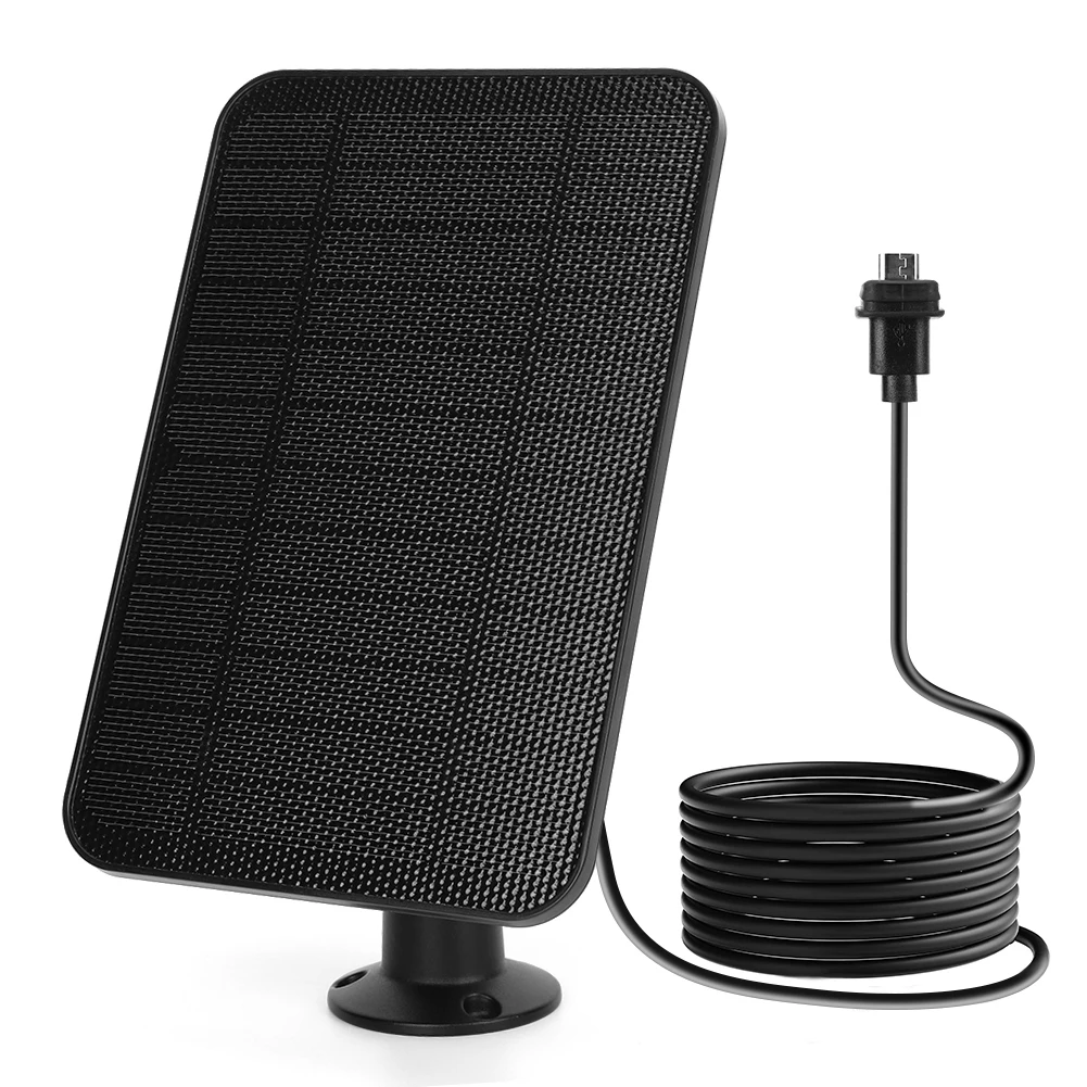 Portable Solar Panel with Rubber Plug Solar Power Bank 4W Battery Charger Waterproof Micro USB for 3rd Gen Blink XT/XT2 Camera