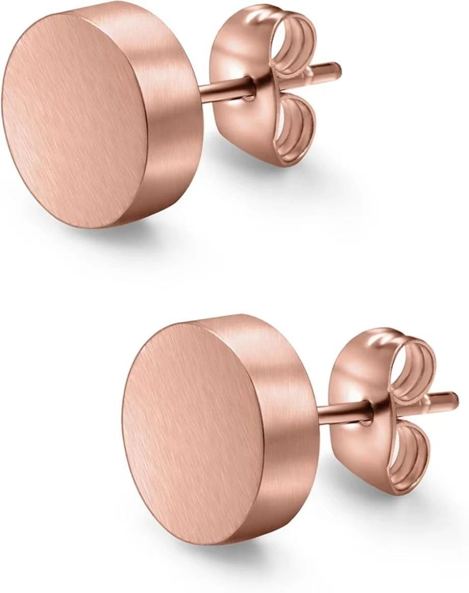 Women's round stainless steel brushed earrings Korean style women's high-end earrings with a small, luxurious and simple