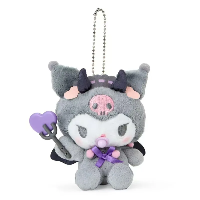 12cm Uroczy Kreskówkowy Sanrio Aniołek Dziecko Diabełek Smoczek Seria Kuromi My Melody Hello Kitty Pluszowa Lalka Brelok Zawieszka do Torby Zabawka Prezent