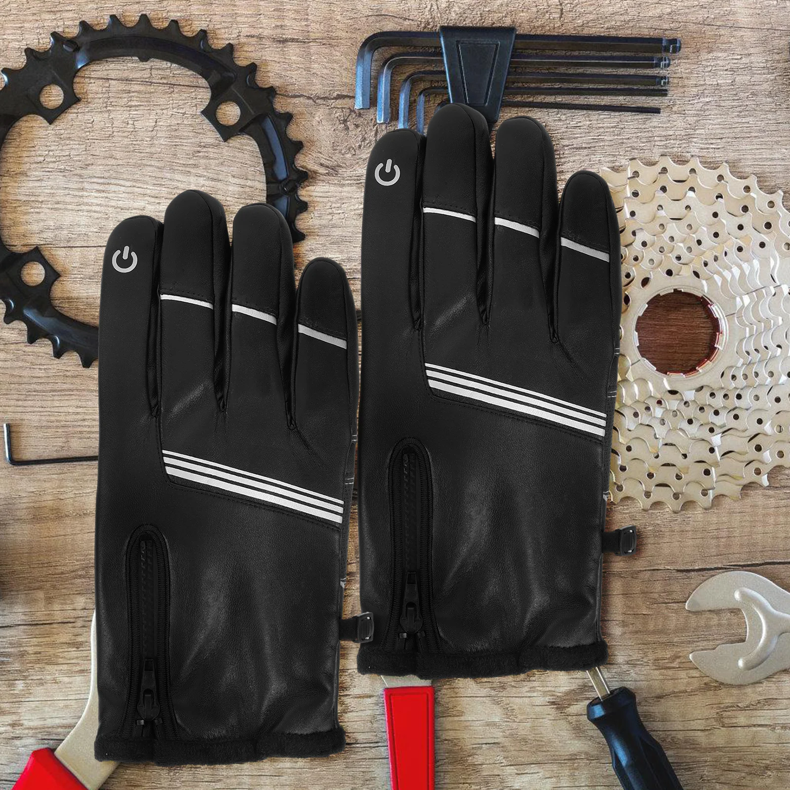 

Warm Winter Cycling Gloves Black Polar Fleece Touch Screen Windproof Sports Fitness Riding Gloves Durable Long Term Use