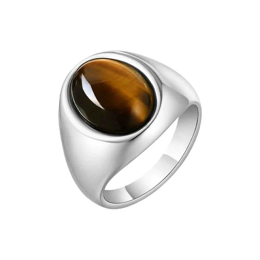 القوطية الشرير الصخرة الفولاذ المقاوم للصدأ حجر العين خاتم حساسة الصقيل الدائري العصرية مبالغ فيها البيضاوي البنصر هدايا الحفلات