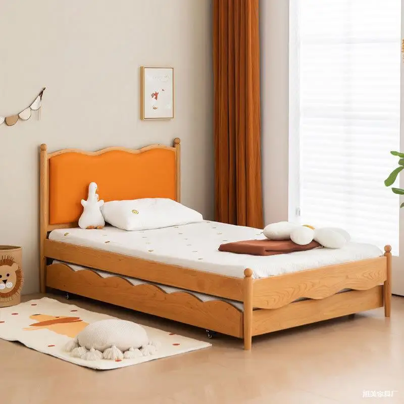 Large apartment cherry wood all solid wood mother and child trailer black walnut multi-functional pull-out retractable bed