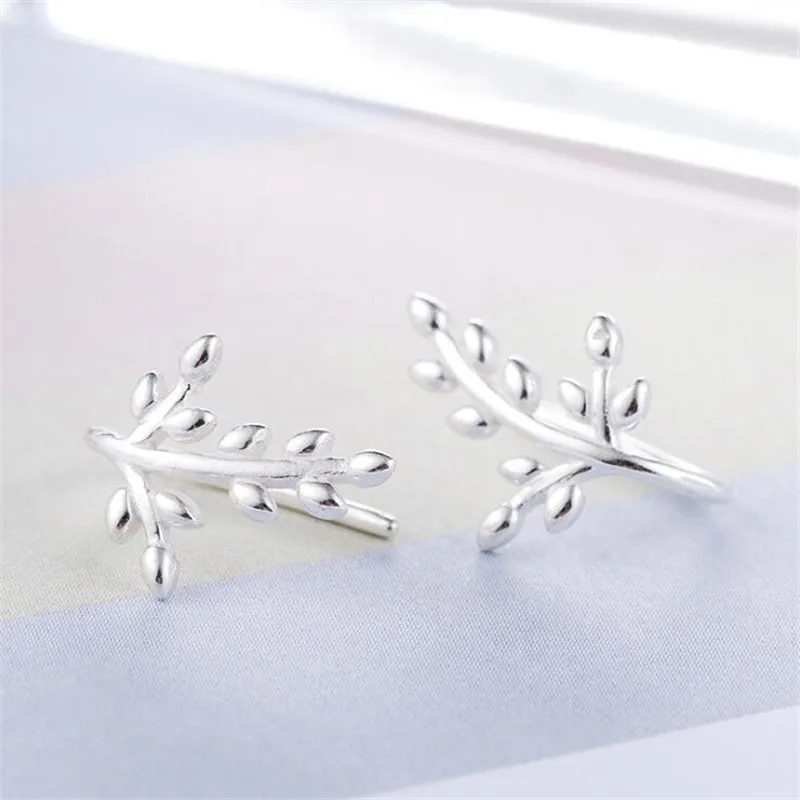 

Korean Style New Simple Fashion Jewelry Ear Hook Olive Leaves 925 Sterling Silver Female Leaf Branch Gift Earrings E049