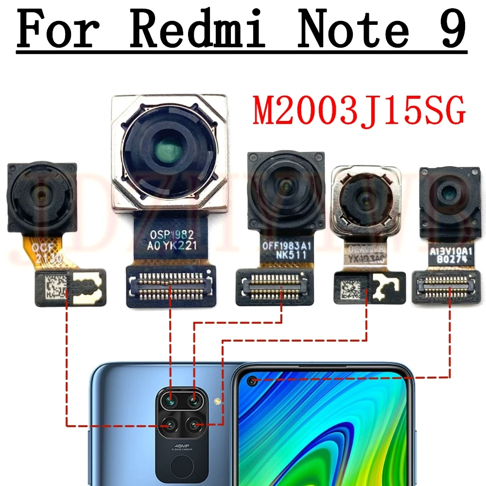 

Передняя задняя камера для Xiaomi Redmi Note 9 Note 9, фронтальная камера для селфи, широкий основной модуль задней камеры, гибкий кабель