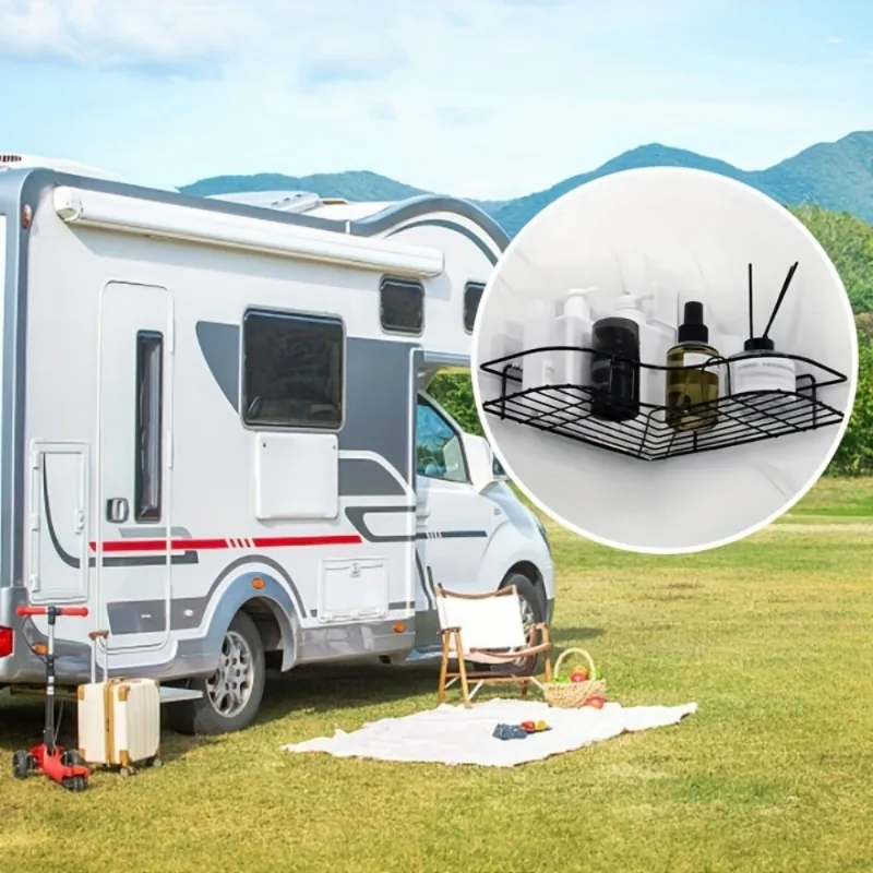 Wall mounted triangular bathroom rack without perforated shower rack saves space and household items