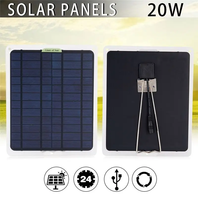 

747~Flash20W Solar Panel 12V 10A Battery Controller Car Charger Outdoor Battery Supply for Vehicle Battery with OBD Plug