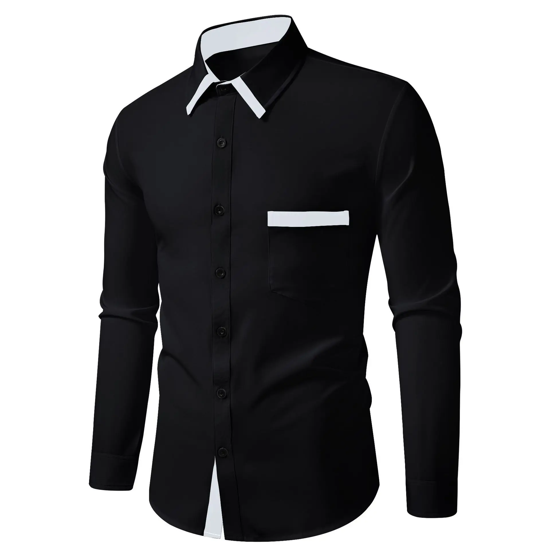 2026 New Fashion Kids Color Matching Business Slim Casual Shirt Contrasting Color Long-sleeved Shirt Cardigan