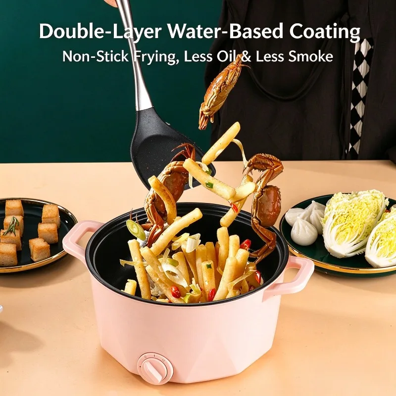 Multi-function Electric Cooking Pot Mini Hot Pot Noodle Cooker Skillet for Student Dorm Indoor Food Cooking