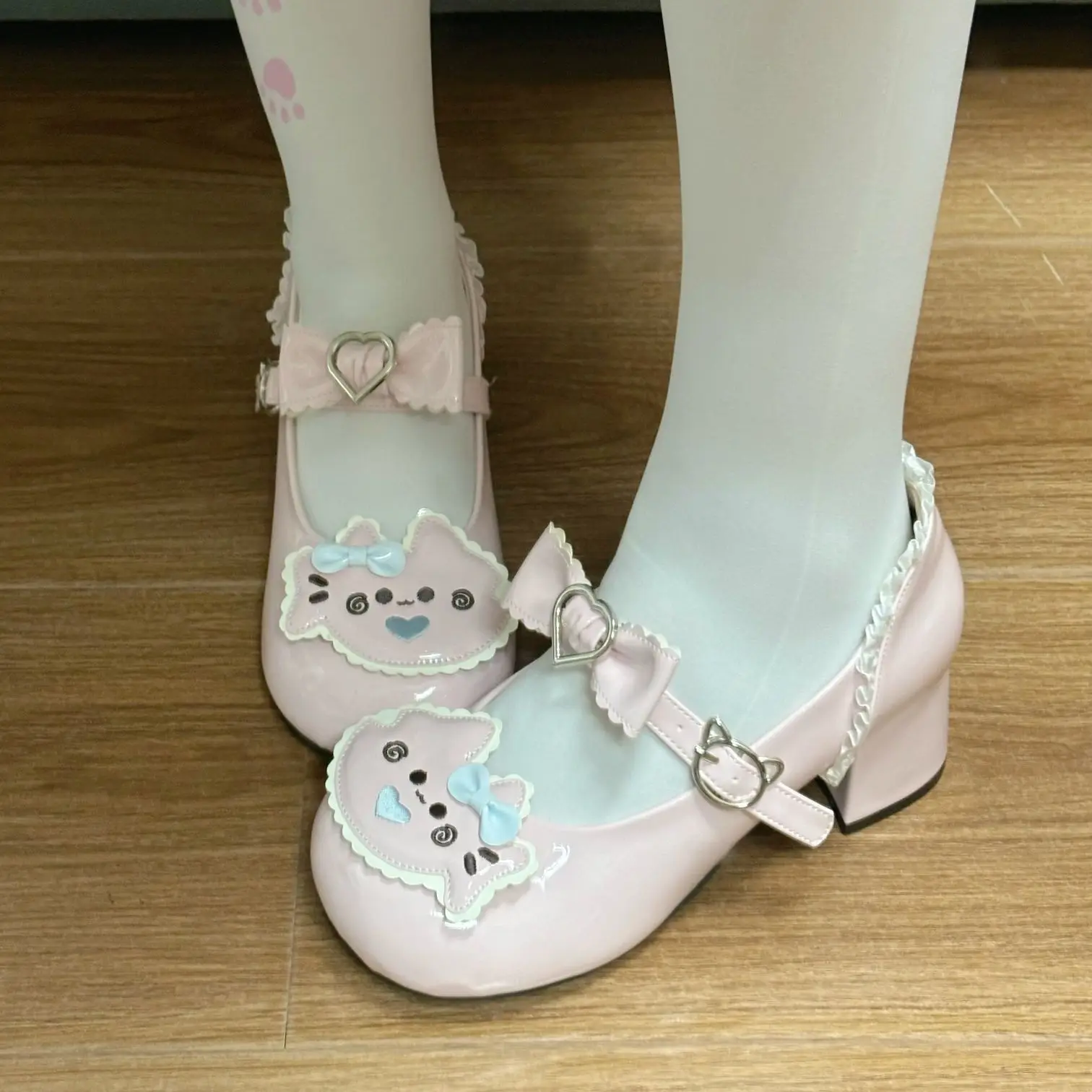 

Lolita Shoes Mary Jane Low Heels Women Platform Chunky Heels Pumps Casual Leather Bow Single Shoes Original Japanese