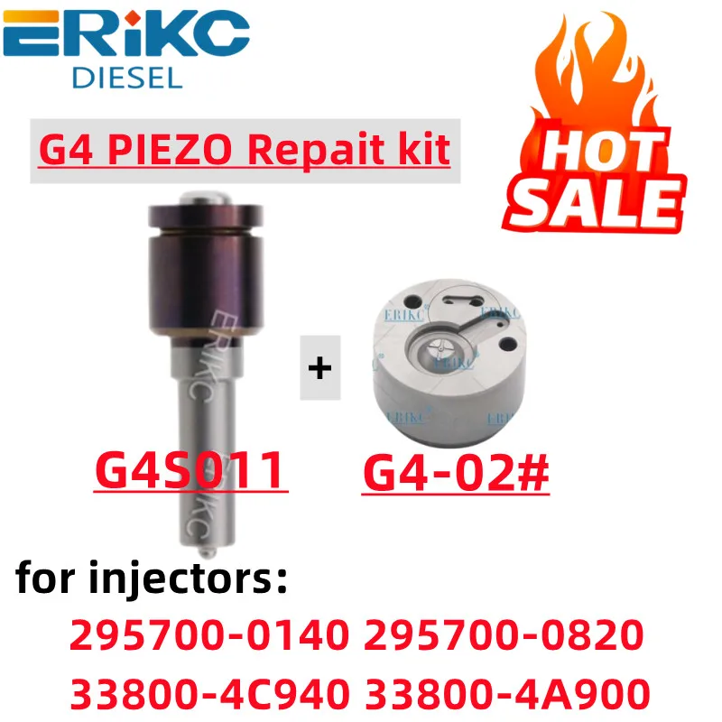 G4 PIEZO INJECTOR REPAIR KITS NOZZLE G4S011 +VALVE Plate 02# FOR HYUNDAI 295700-0140 295700-0820 33800-4C940 33800-4A900 ORLTL