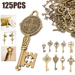 125Pcs Vintage Antique Bronze Plated Metal Love Heart Key Charms Pendant DIY Jewelry Making Findings Accessories Craft
